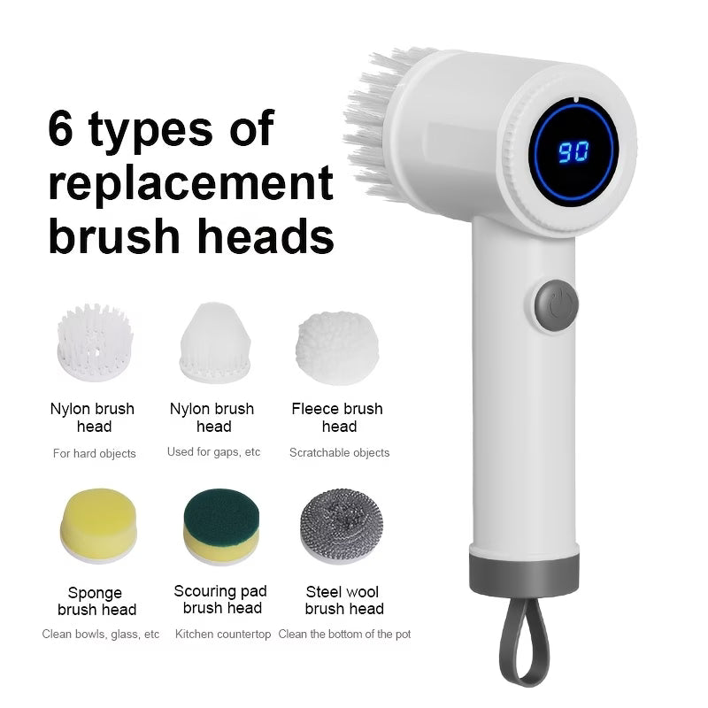 6-in-1 Multifunctional Electric Cleaning Brush, Cordless & Rechargeable