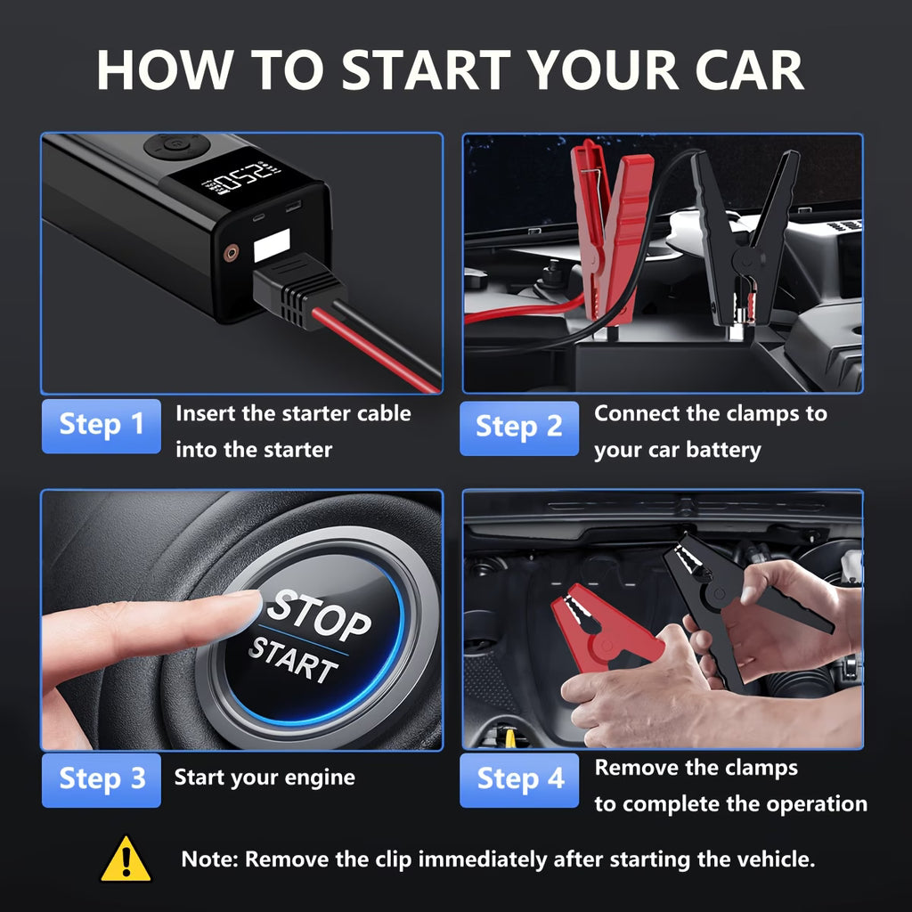 Portable Car Battery Jump Starter, 8000A 12V Jump Starter with Tyre Inflator