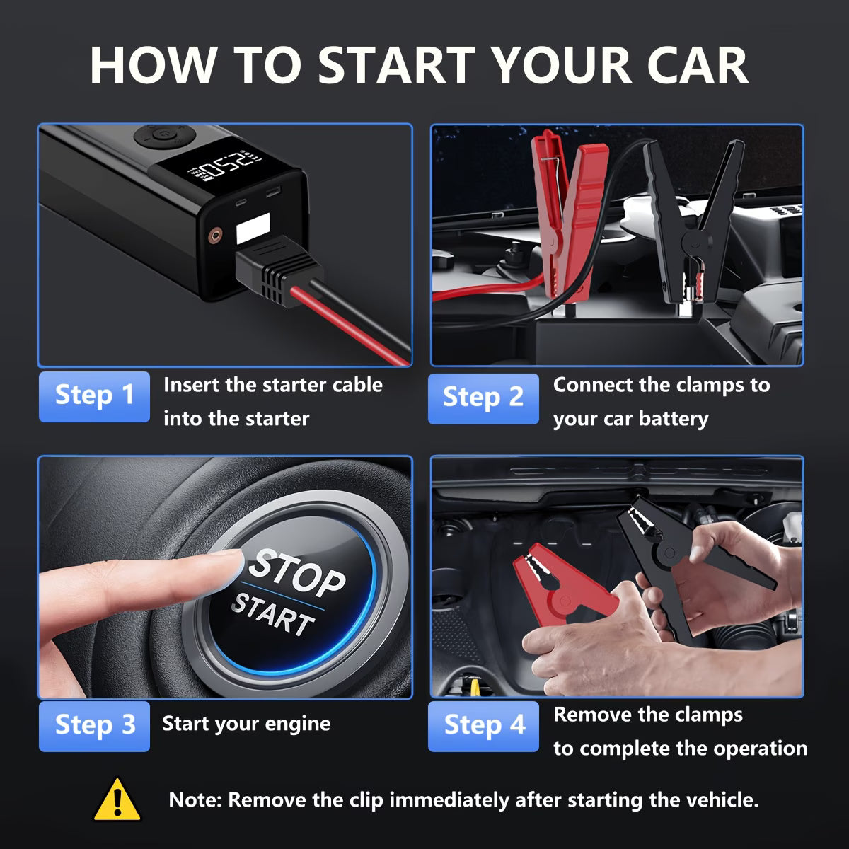 Portable Car Battery Jump Starter, 8000A 12V Jump Starter with Tyre Inflator