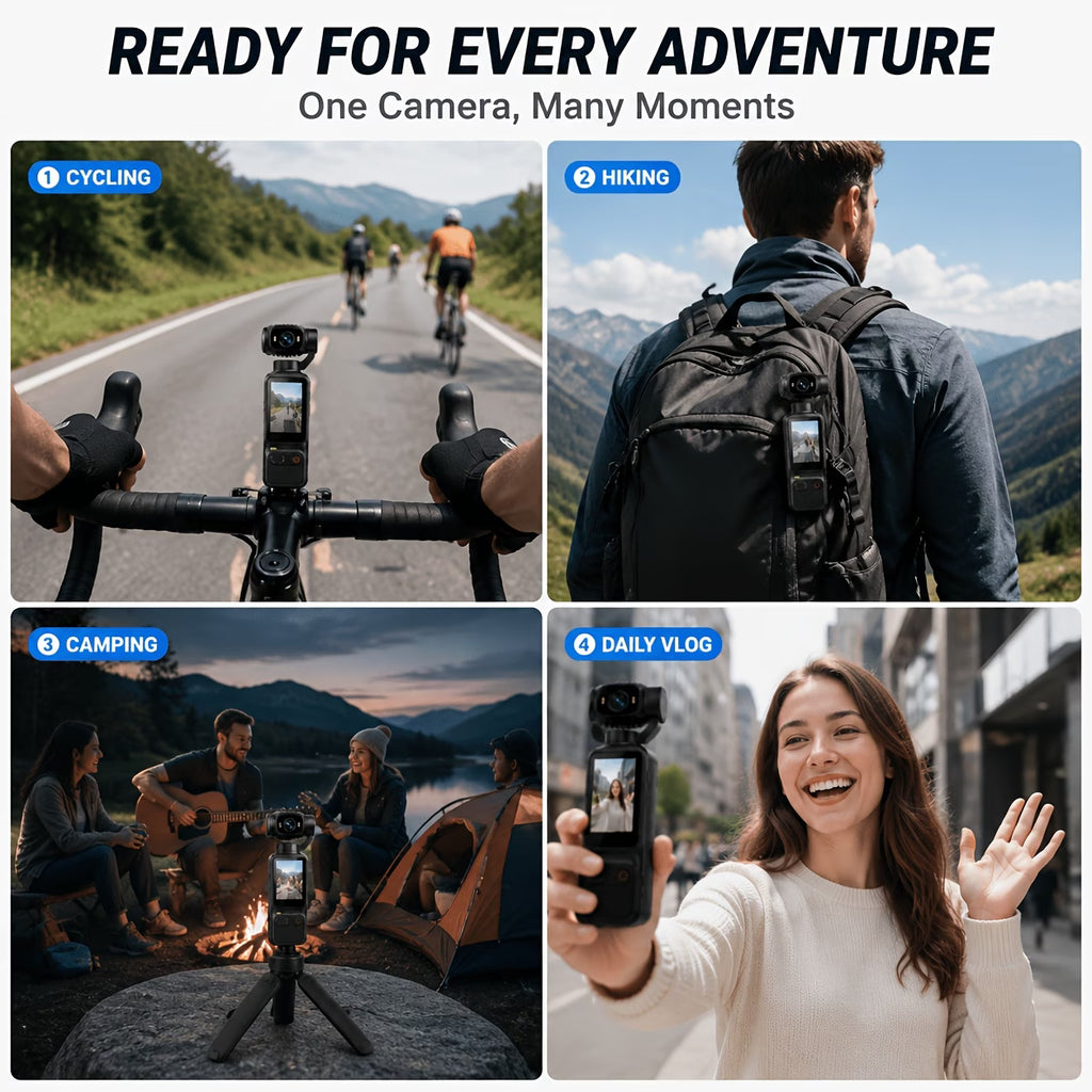 Pocket Action Camera, 4K with 180° Rotating Lens
