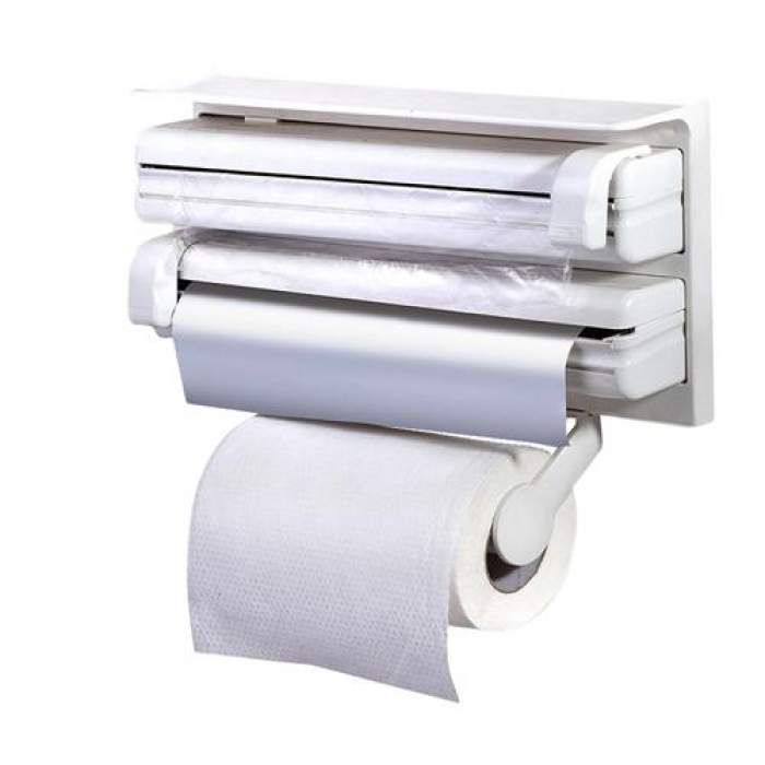 Plastic Wrap, and Paper Towels / 3 in 1 Kitchen Triple Paper Dispenser