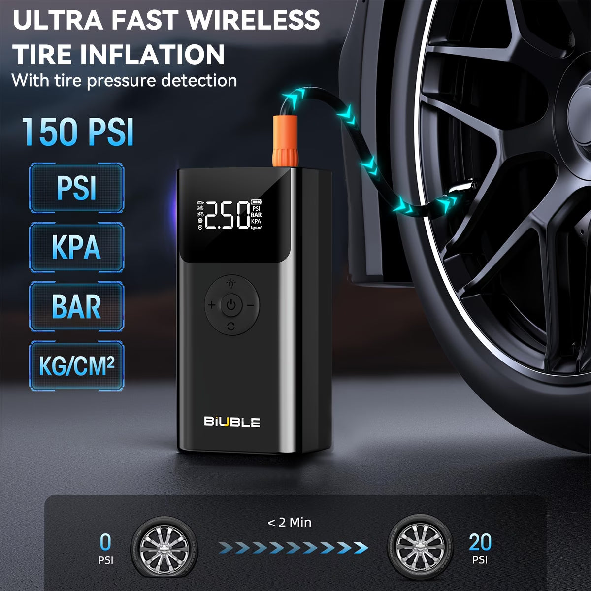 Portable Car Battery Jump Starter, 8000A 12V Jump Starter with Tyre Inflator