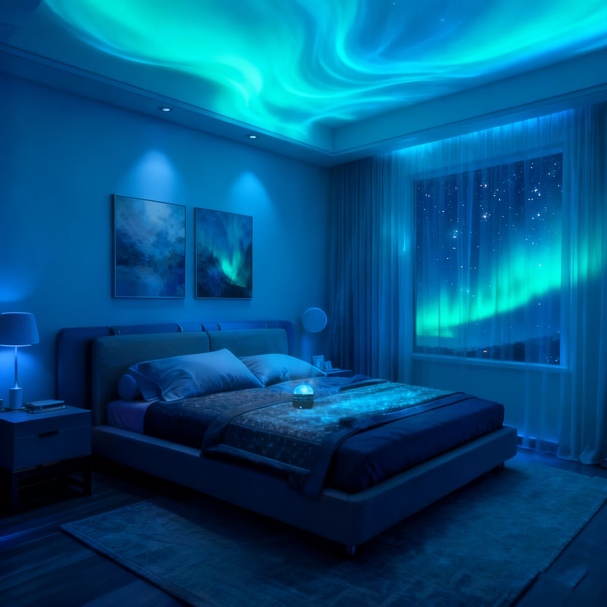 Aurora Projection Lamp/Ambient Light/Night Light/Bedroom Night Light/Projector with Remote Control/Minimalist Design/Powered/Multi-Color LED Lighting