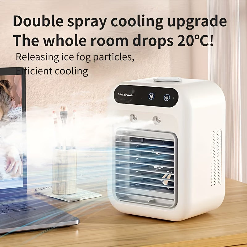 Portable All-In-One Air Cooler, Mini Humidifier Fan with Cooling Function