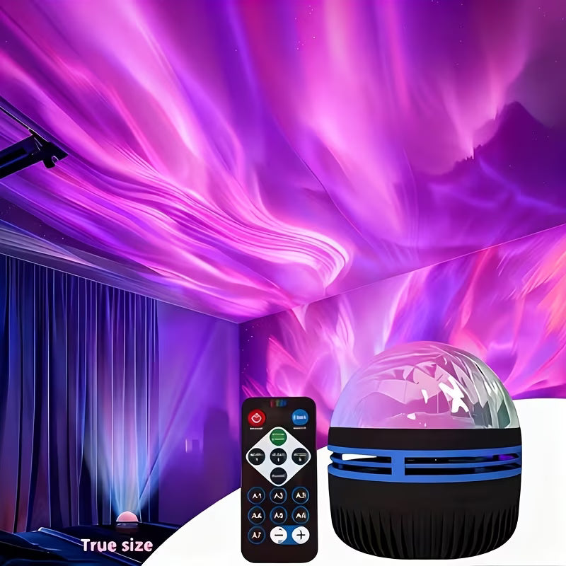 Aurora Projection Lamp/Ambient Light/Night Light/Bedroom Night Light/Projector with Remote Control/Minimalist Design/Powered/Multi-Color LED Lighting