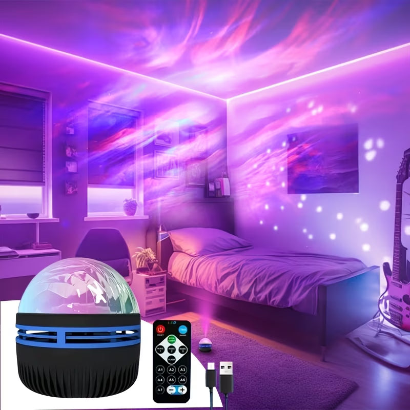 Aurora Projection Lamp/Ambient Light/Night Light/Bedroom Night Light/Projector with Remote Control/Minimalist Design/Powered/Multi-Color LED Lighting